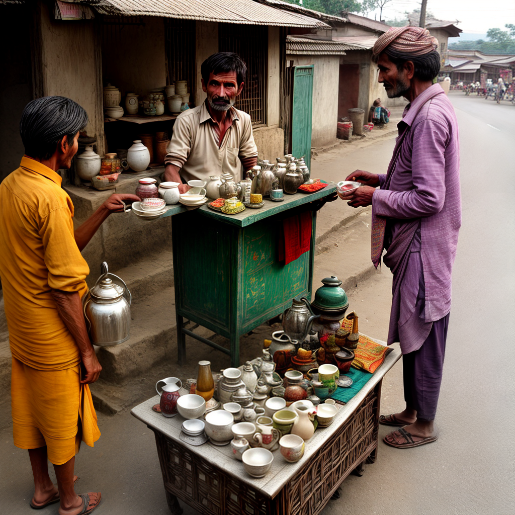 tea seller selling tea on road