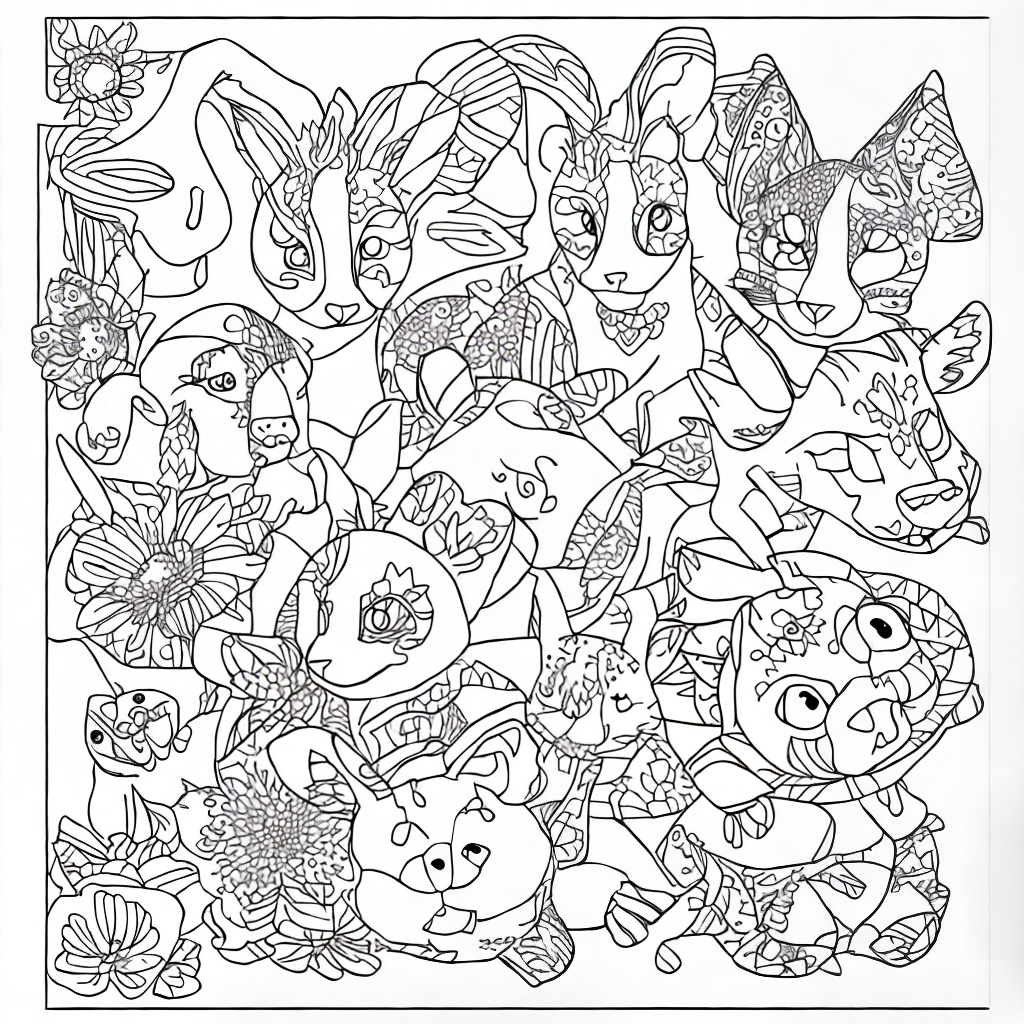 kids animal coloring book