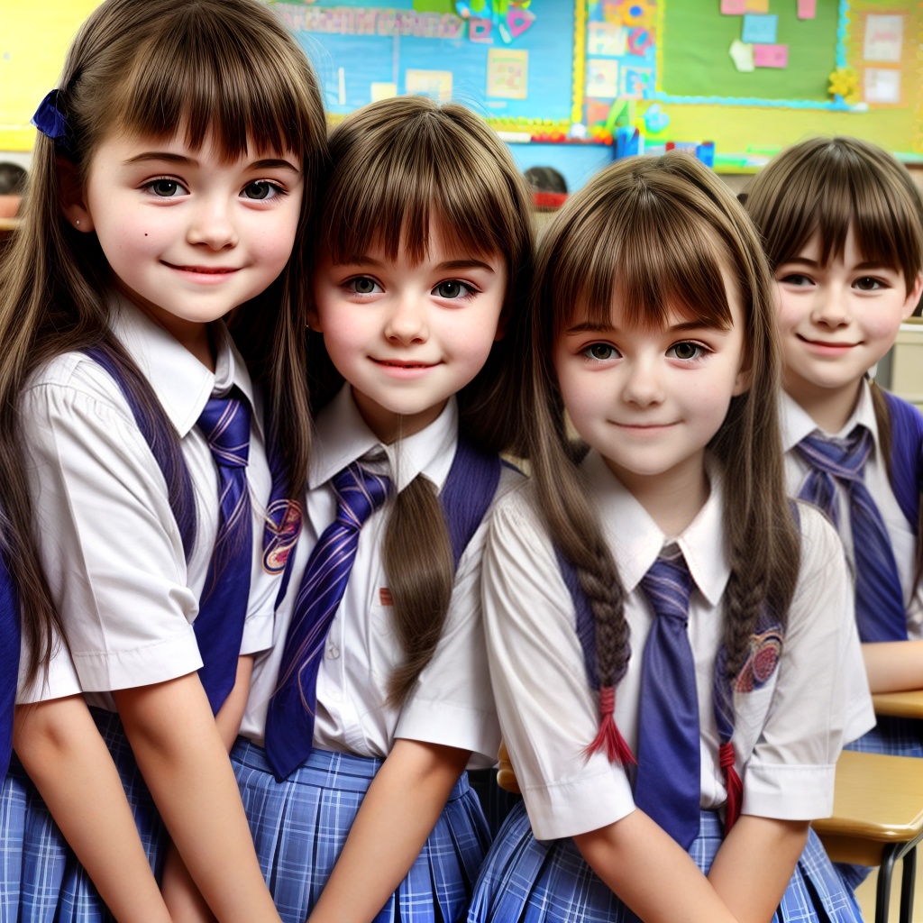 cute young school students