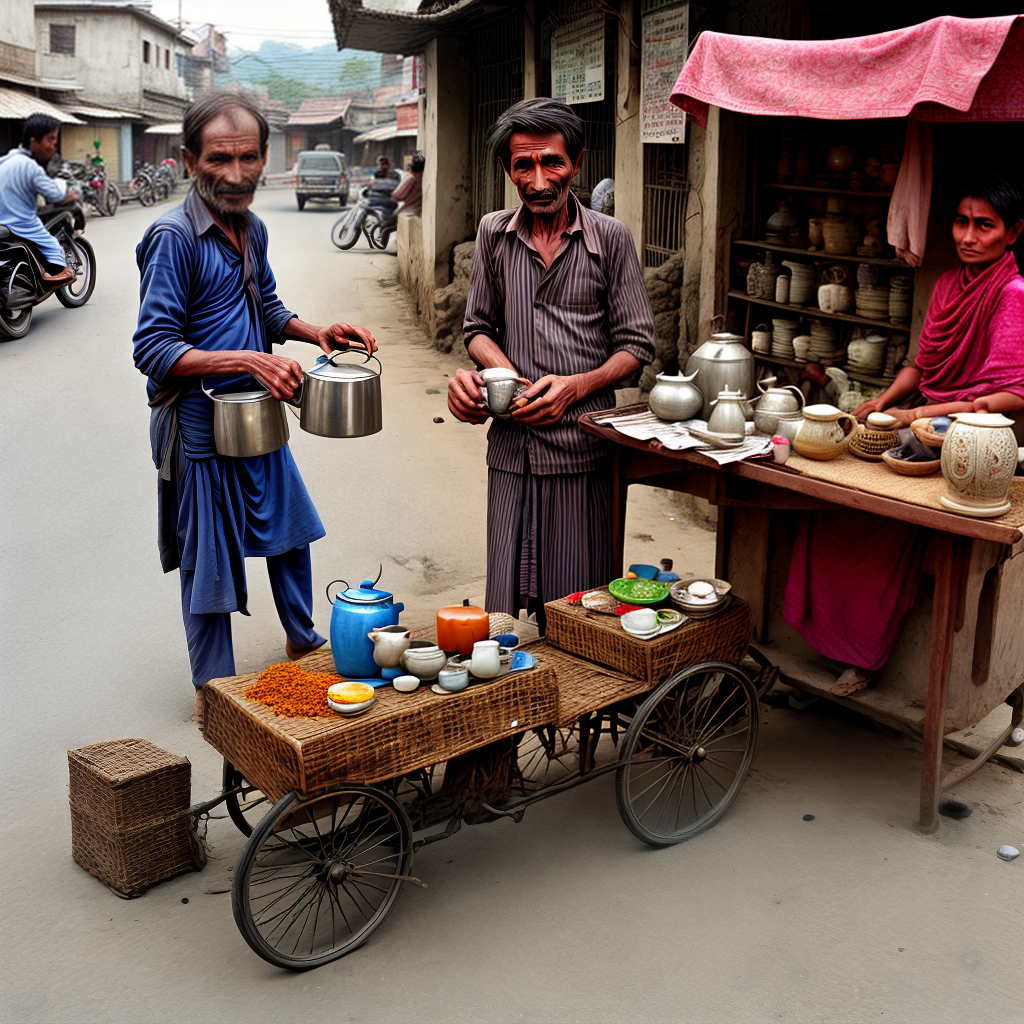 tea seller selling tea on road