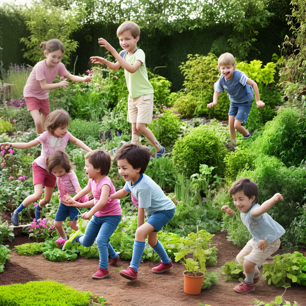 kids playing in garden