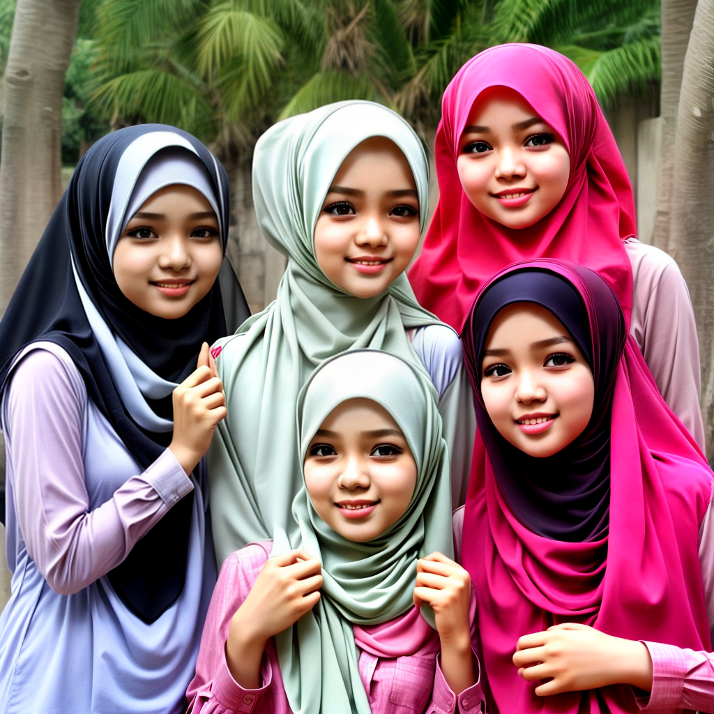 happy Indonesia hijab girls