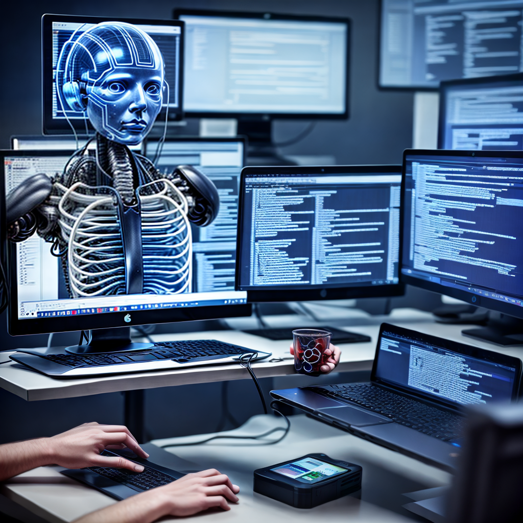 AI developer on computers