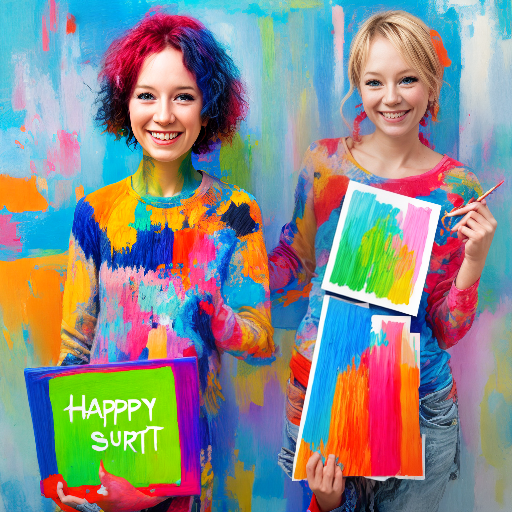 happy artist selling art