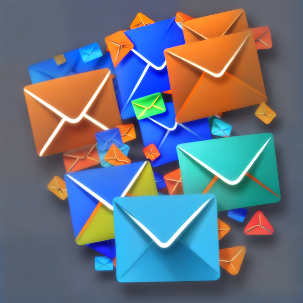 generate a email app icon with blue and orange color