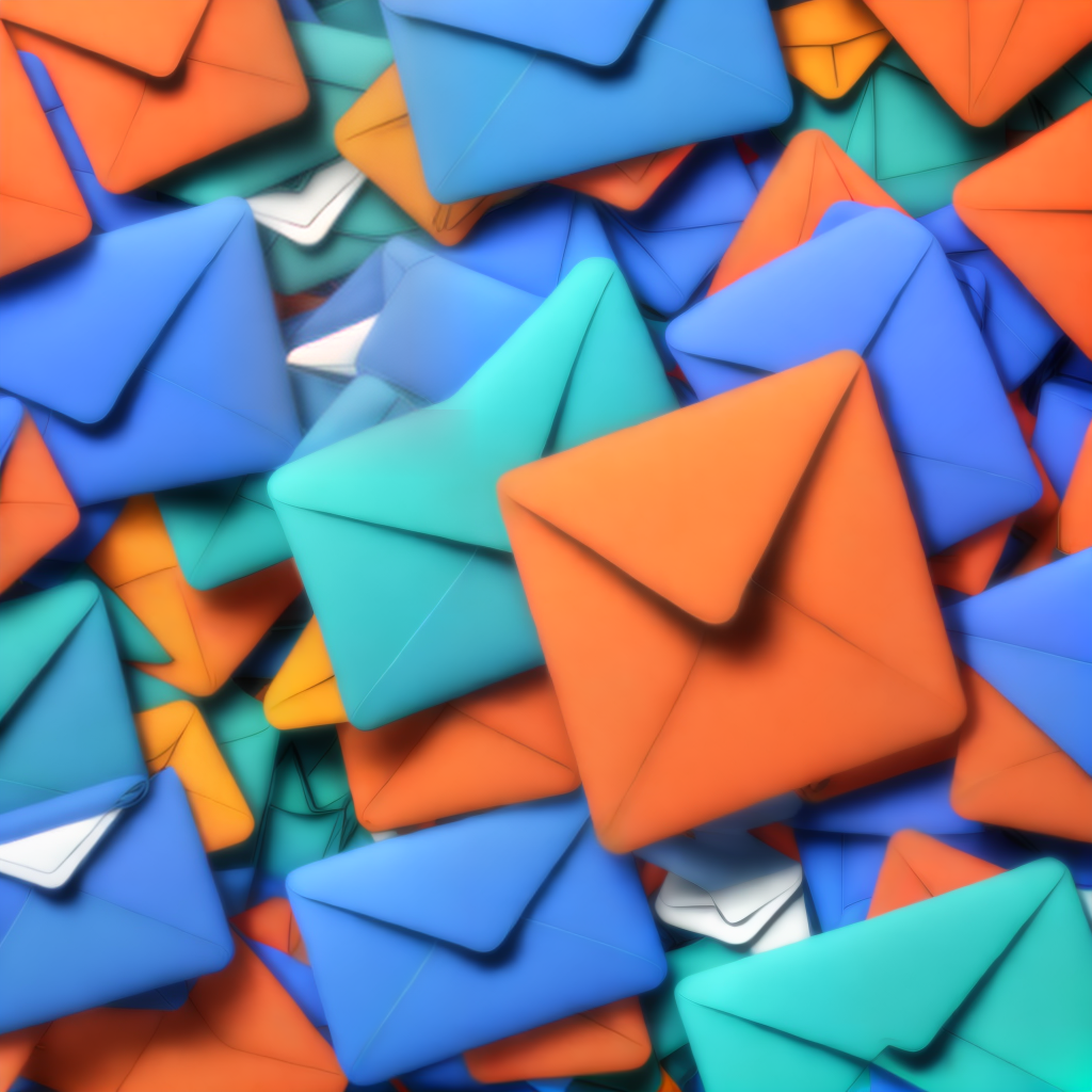 generate a email app icon with blue and orange color