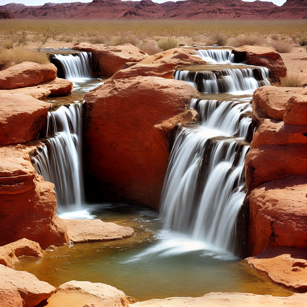 water fall in desert