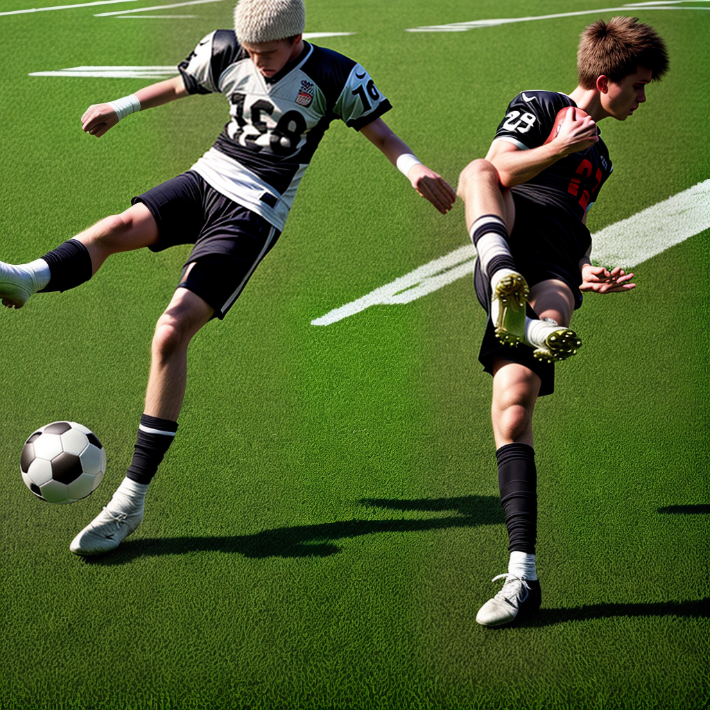 player kicking football