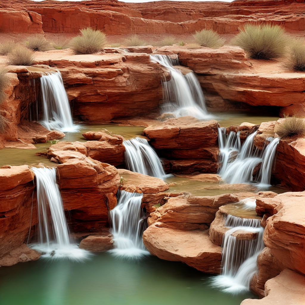 water fall in desert