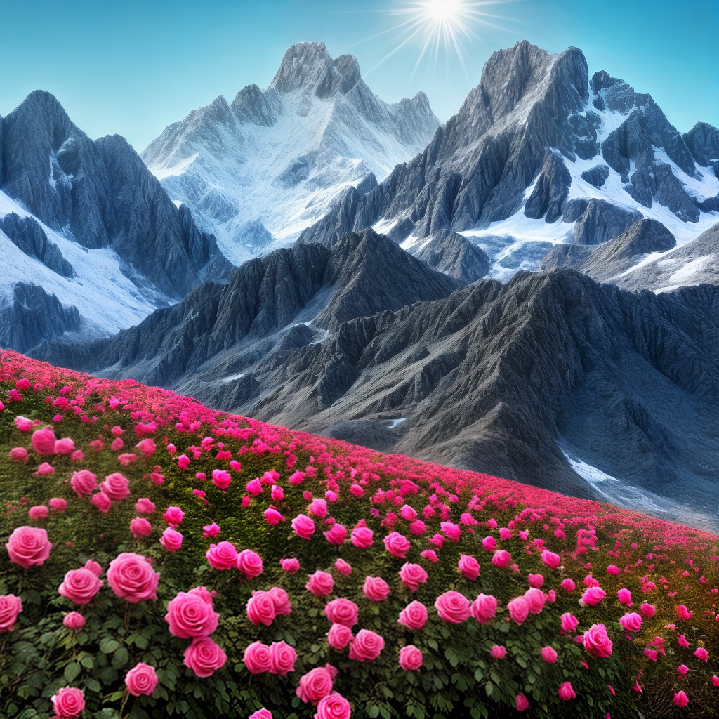 beautiful roses on mountains