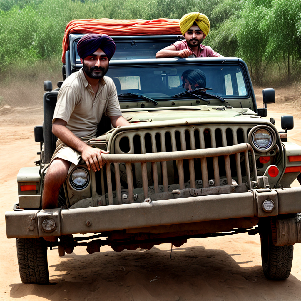 Punjabi boy riding jeep