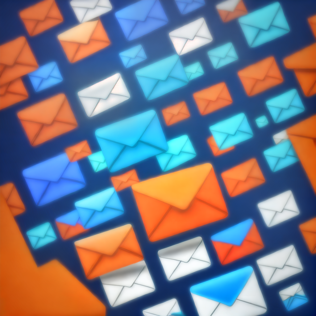 generate a email app icon with blue and orange color