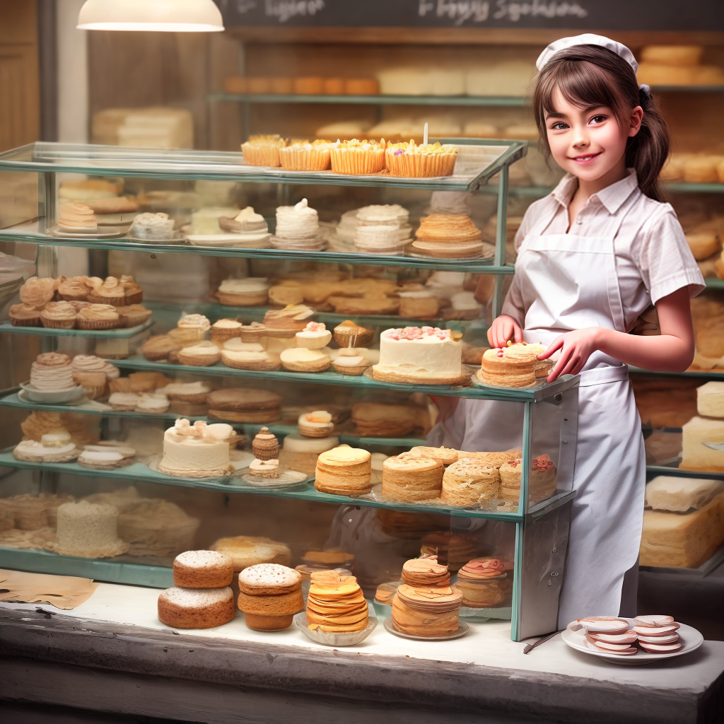 cute young bakery dealer selling cake
