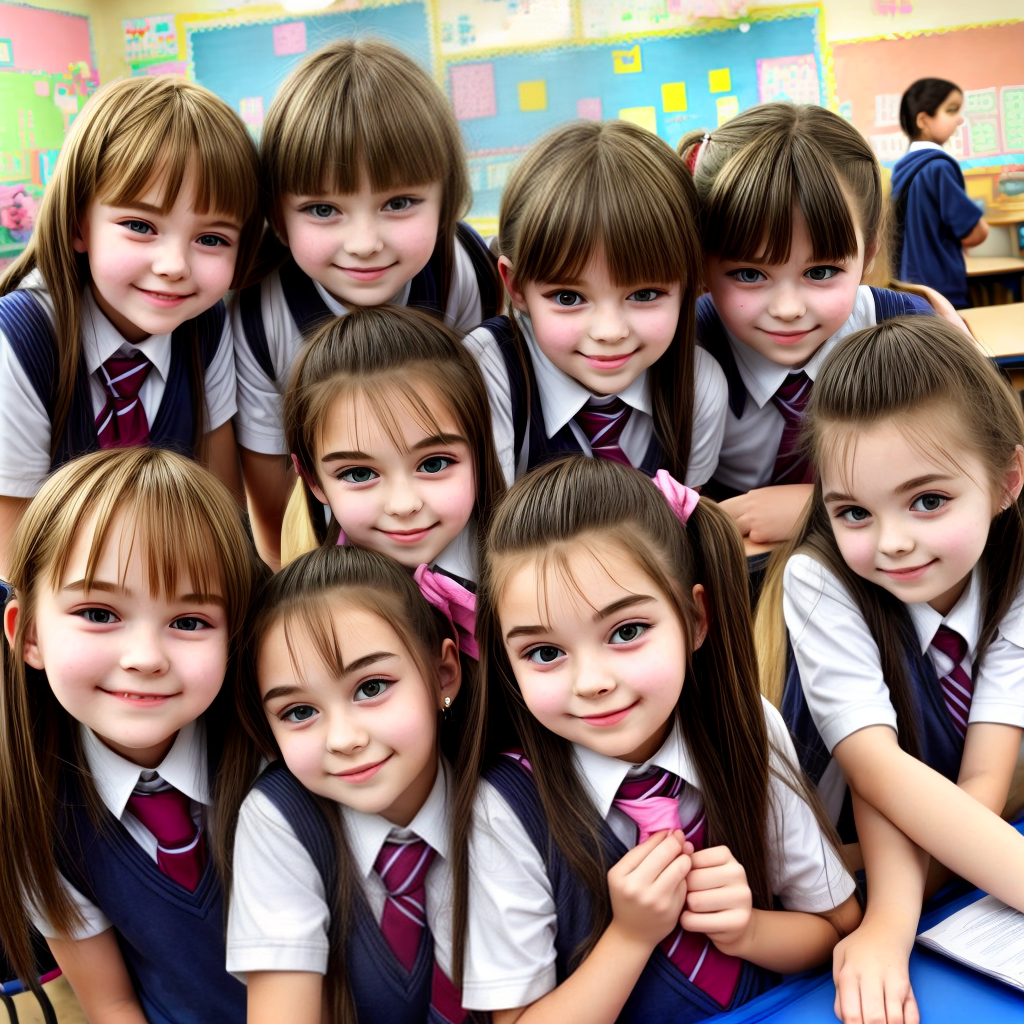cute young school students