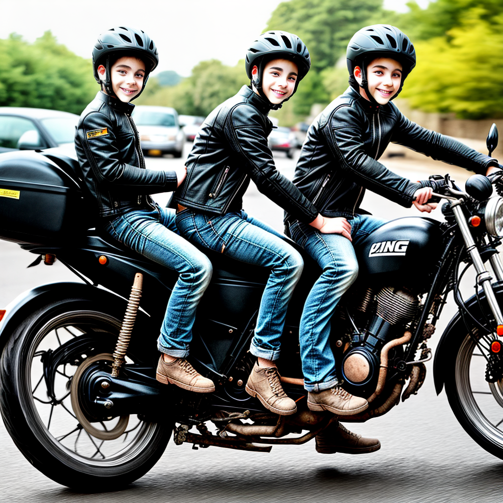 cute boy riding motor bike