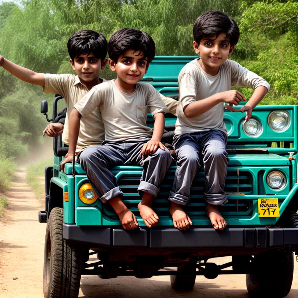 Punjabi boy riding jeep