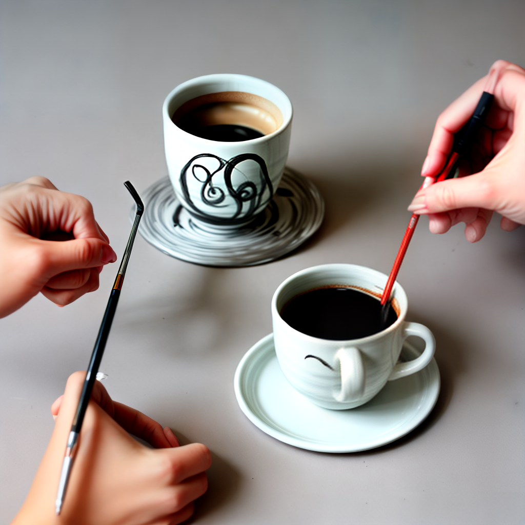 design a coffee cup with hand paint